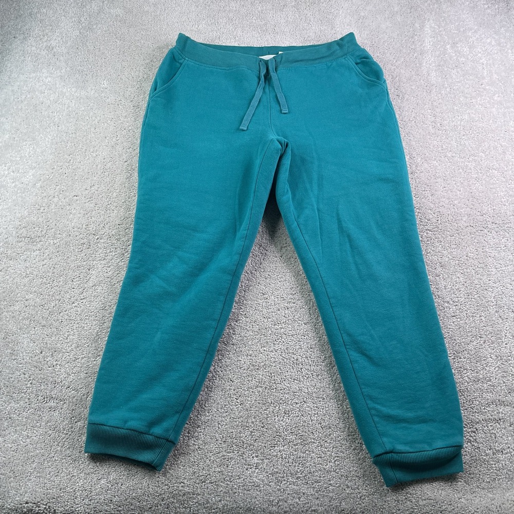 LL Bean Sweatpants Womens Medium Teal Blue Sherpa Lined Jogger Cozy Warm Winter